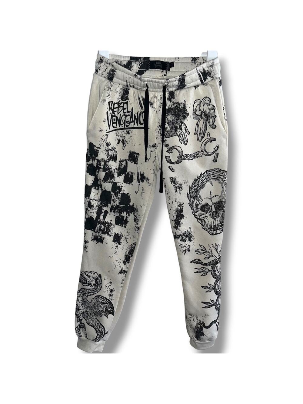 Rebel Vengeance Graphic Print Jogger Sweatpants - Size Medium